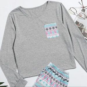 Pattern pocket patched PJ set